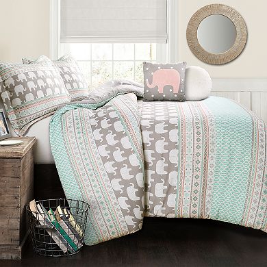 Lush Decor Elephant Stripe Comforter Set