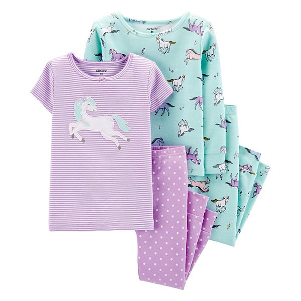 Carter's Girls 12M 2-piece Turquoise Unicorn Pajamas For $6 In