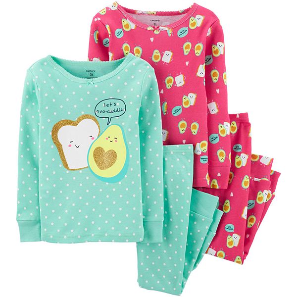 Toddler Girl Carter s 4 Piece Avocado Toast Snug Fit Cotton PJs