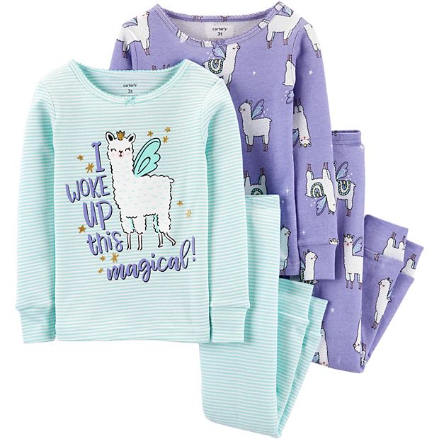 Toddler Girl Carter's 4-Piece Llama Snug Fit Cotton PJs