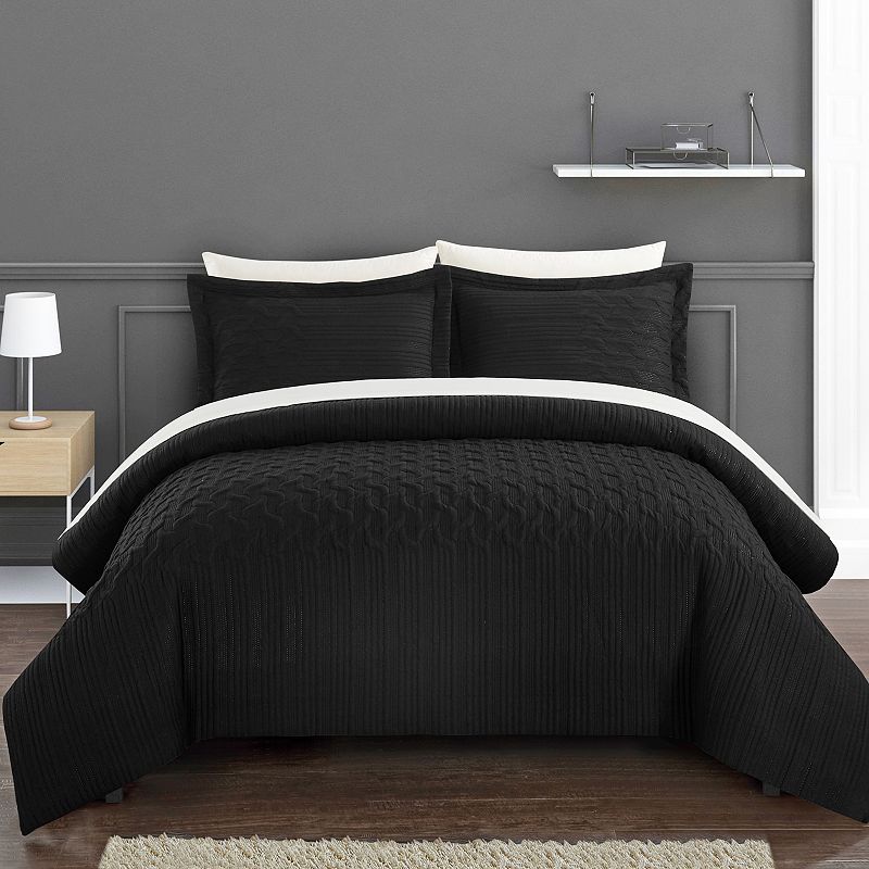 86335095 Chic Home Jazmine Comforter Set, Black, Twin sku 86335095