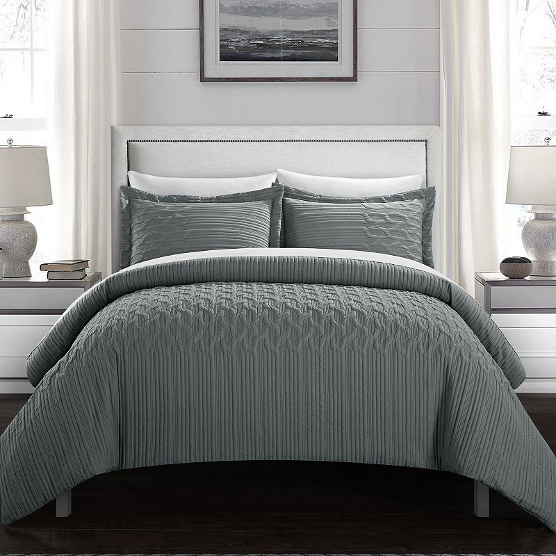 Chic Home Jazmine Comforter Set, Grey, Queen