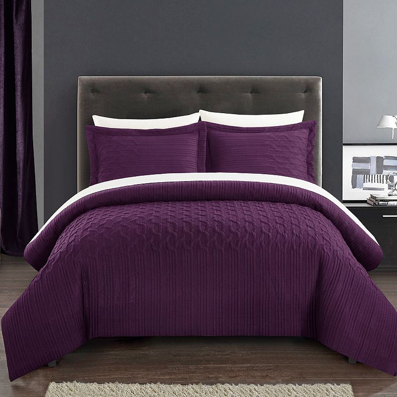 73814202 Chic Home Jazmine Comforter Set, Drk Purple, Queen sku 73814202