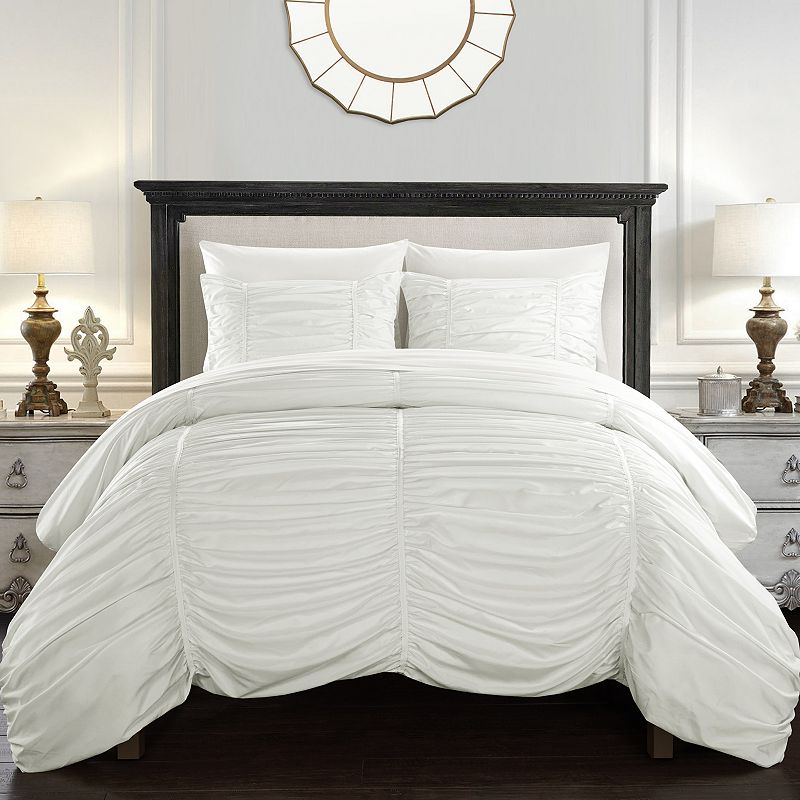 61941615 Chic Home Kaiah Comforter Set with Shams, White, Q sku 61941615