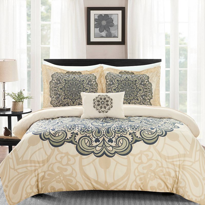 68242545 Chic Home Mindy Duvet Cover Set, Brown, King sku 68242545