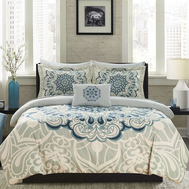 46076438 Chic Home Palmer Bed Set, Blue, King sku 46076438