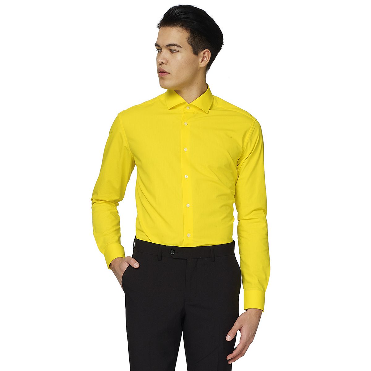 Yellow slim best sale fit dress shirt