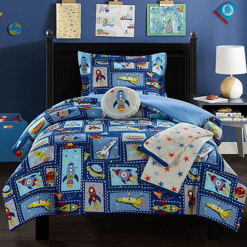 81165976 Chic Home Spaceship Comforter Set, Blue, Full sku 81165976