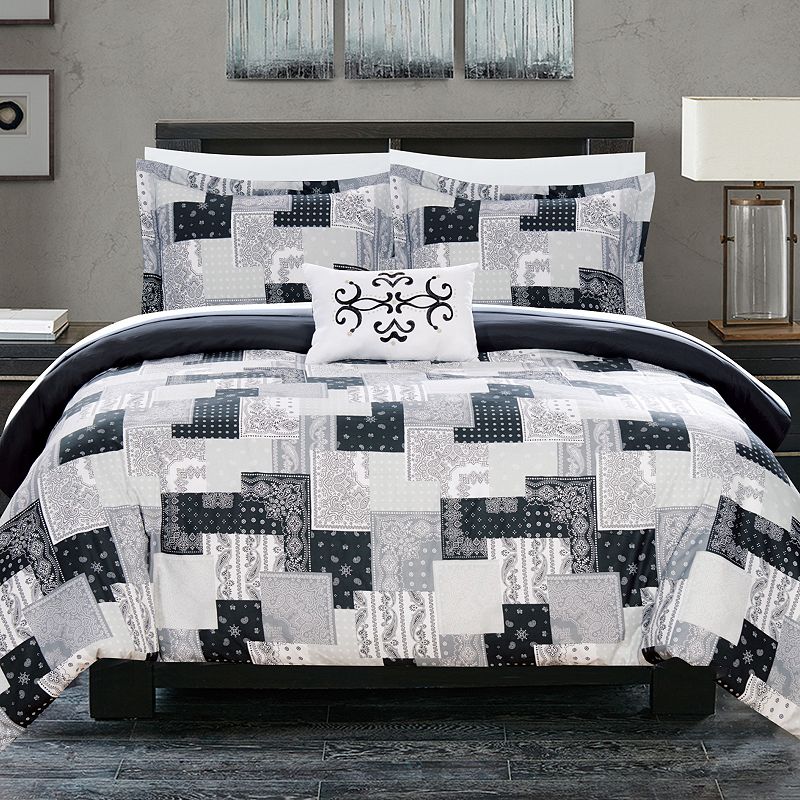 39161473 Chic Home Utopia Duvet Cover Set, Black, King sku 39161473