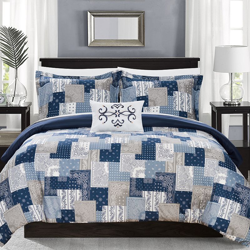 Chic Home Utopia Duvet Cover Set, Blue, Queen