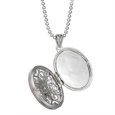 Lily & Lace Filigree Oval Cubic Zirconia Locket Necklace
