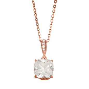 Cubic Zirconia 14k Rose Gold Plated Pendant Necklace