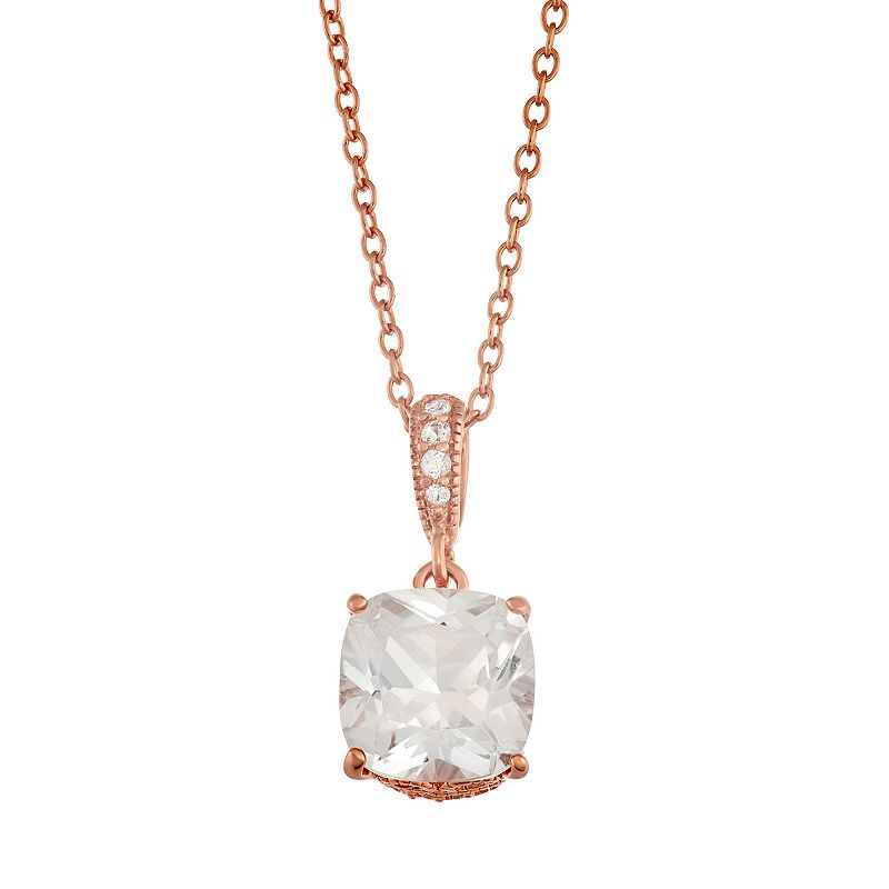 Lily & Lace Cubic Zirconia 14k Rose Gold Over Bronze Pendant Necklace, Wom