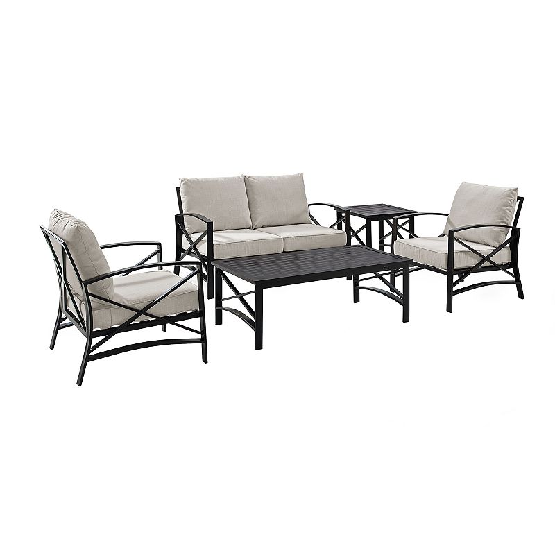 Crosley Furniture Kaplan 5-Piece Outdoor Seating Set With Mist Cushion, Bro