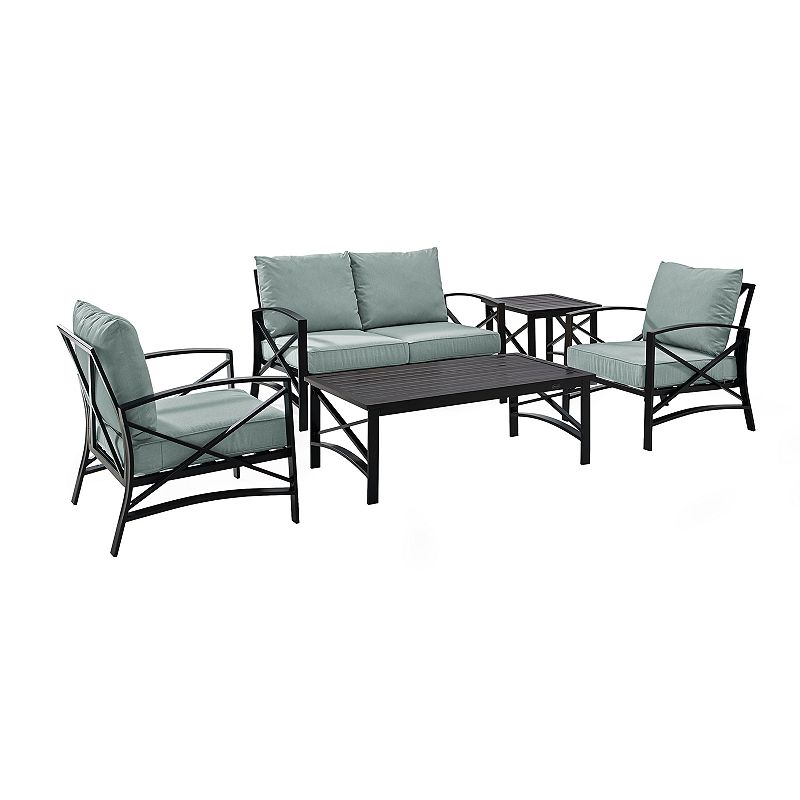 Crosley Furniture Kaplan 5-Piece Outdoor Seating Set With Mist Cushion, Gre
