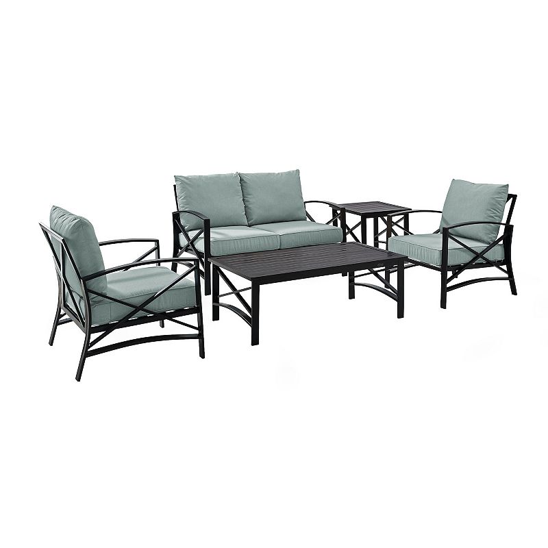 Crosley Furniture Kaplan 5-Piece Outdoor Seating Set With Mist Cushion, Green