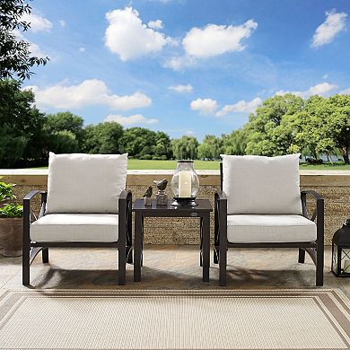 Crosley Furniture Kaplan 3-Piece Outdoor Seating Set With Mist Cushion
