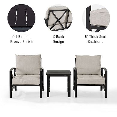 Crosley Furniture Kaplan 3-Piece Outdoor Seating Set With Mist Cushion