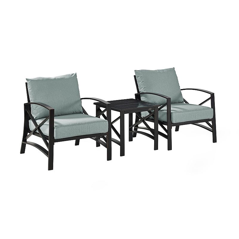 Crosley Furniture Kaplan 3-Piece Outdoor Seating Set With Mist Cushion, Gre