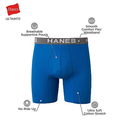 Men's Hanes® 4-Pack Ultimate Comfort Flex Fit Moisture-Wicking Boxer Brief Underwear