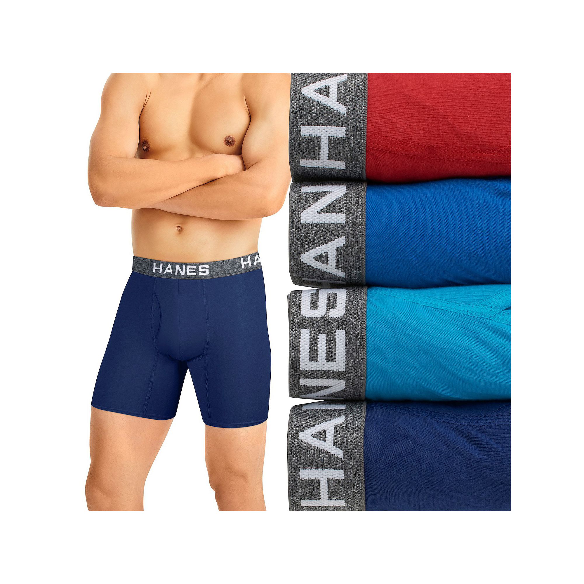 Hanes Ultimate 4-Pack Mens Comfort Flex Fit Boxer Briefs, Size: XXL, Assor