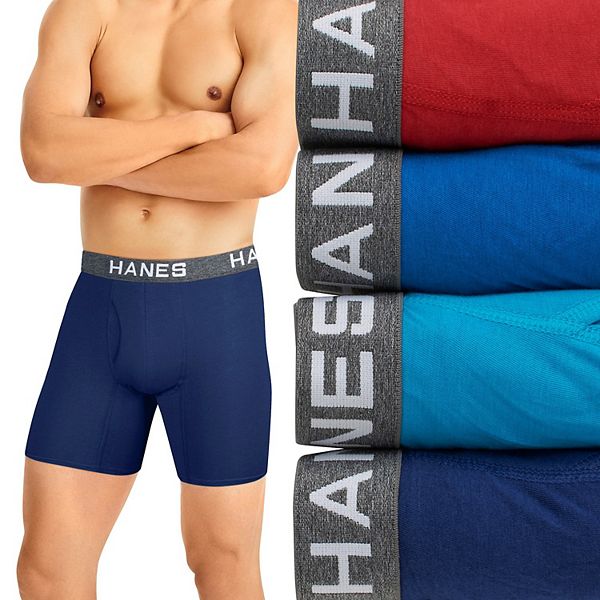 HANES Tagless Boxer Briefs Men's Size L 36-38 6-Pk Comfort Flex