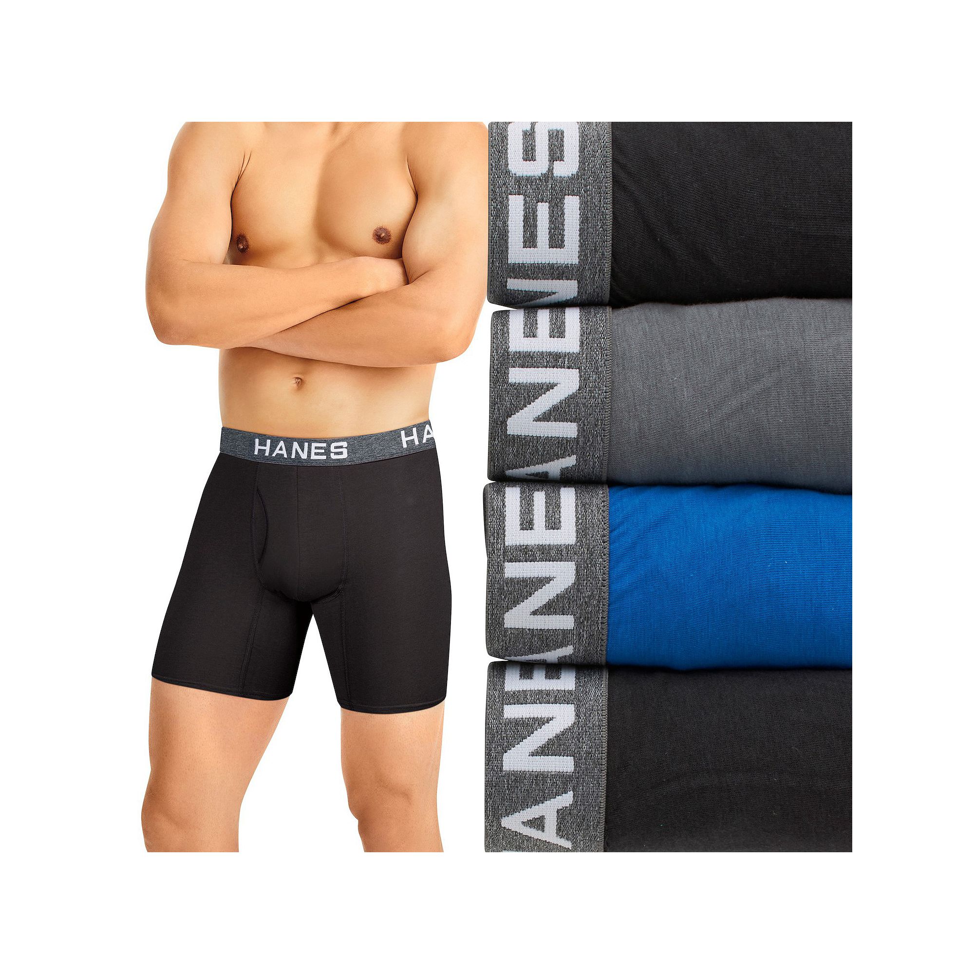 Hanes Ultimate 4-Pack Mens Comfort Flex Fit Boxer Briefs, Size: Small, Bla