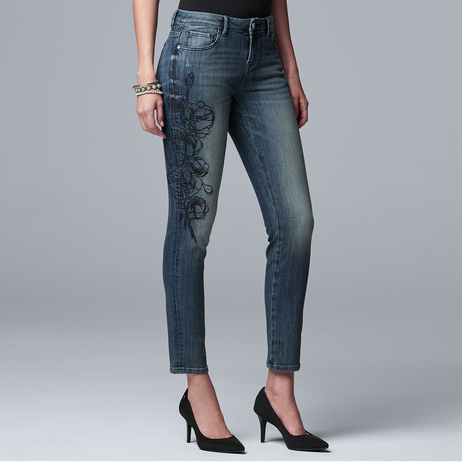 vera wang skinny mid rise pants