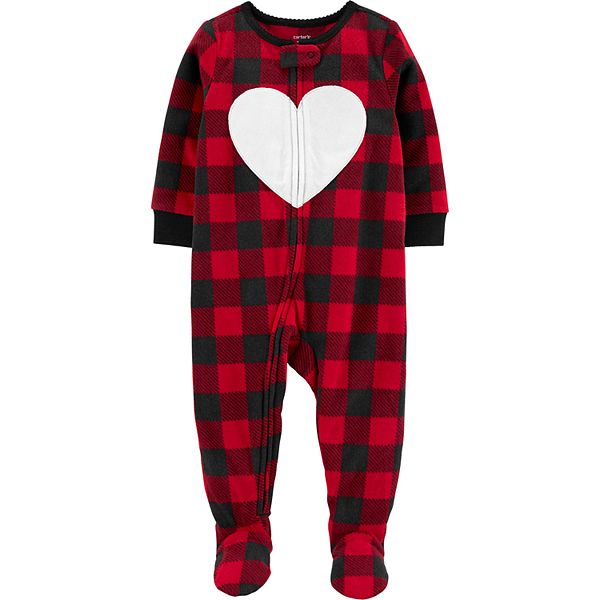Toddler Girl Carter's 1Piece Heart Fleece Footie PJs
