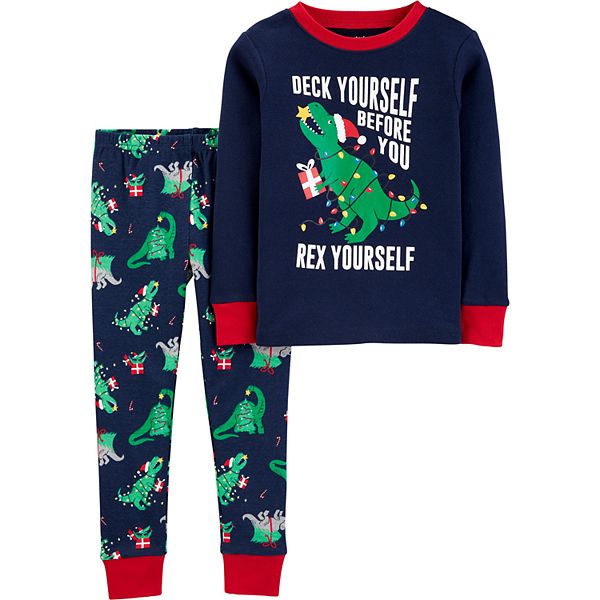 Toddler Boy Carter's 2-Piece Christmas Dinosaur Snug Fit Cotton PJs