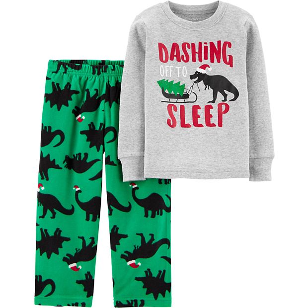 Boys Long Sleeve Birthday Dino Snug Fit Cotton 2-Piece Pajamas