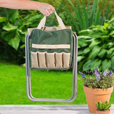 Pure Garden Folding Garden Stool & Tools 7-piece Set