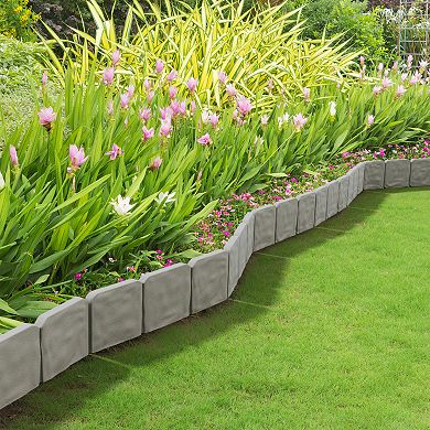 Pure Garden 8-ft. Interlocking Flower Bed Lawn Edging Border 10-piece Set