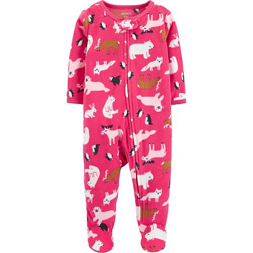 Baby Girl Carter's Zoo Animals ZipUp Fleece Sleep & Play