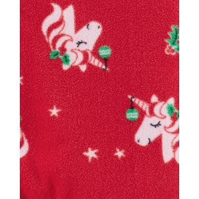 Toddler Girl Carter's 1-Piece Christmas Unicorn Fleece Footie PJs