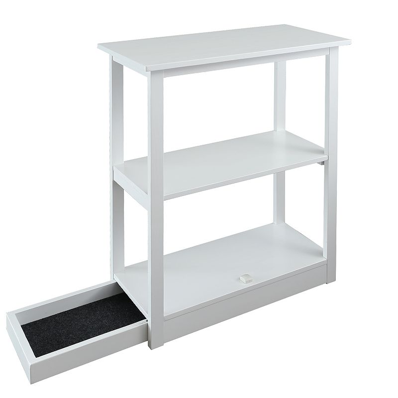 Casual Home Adams 3-Shelf Bookcase & Concealed Sliding Track, White