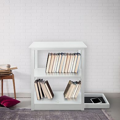Casual Home Adams 3-Shelf Bookcase & Concealed Sliding Track