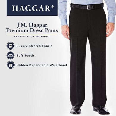 Men’s J.M. Haggar 4-way Stretch Classic-Fit Expandable-Waist Flat-Front Dress Pants