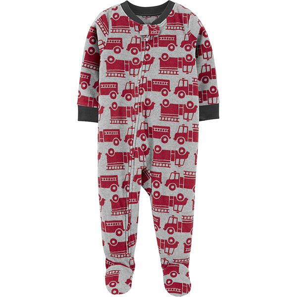 New Carter's 1-Piece Firetruck Fleece Pajama PJs Footie Sleeper Toddler Boy 
