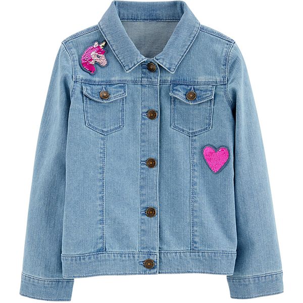 Blue B Women's Denim Jacket with Silver Sequin Stars