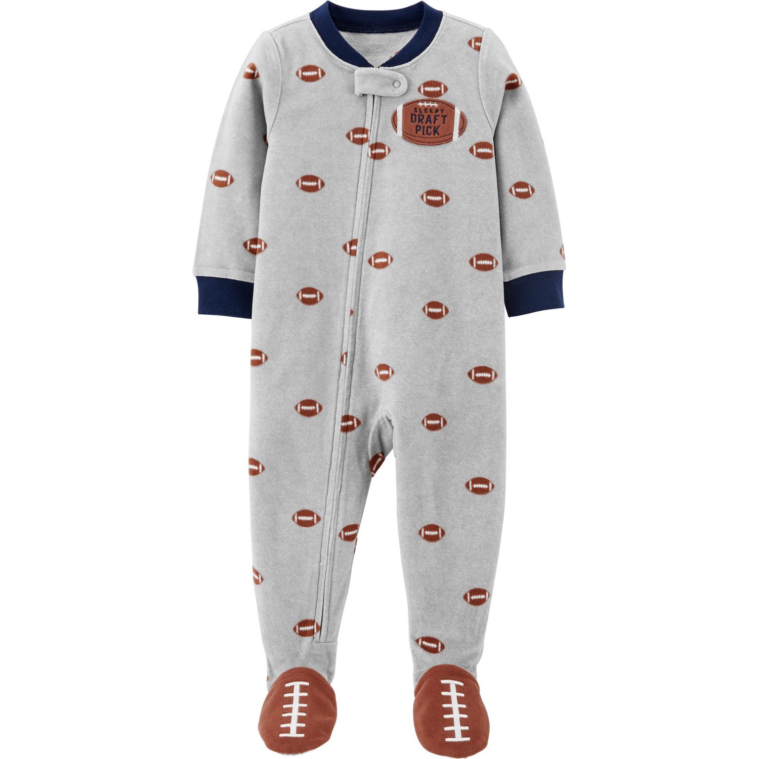 1-Piece Football Fleece Footie PJs