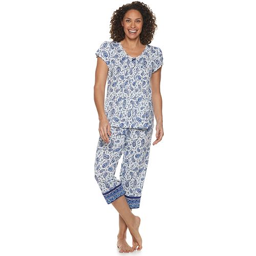 Women's Croft & Barrow® Short Sleeve Capri Pajama Set