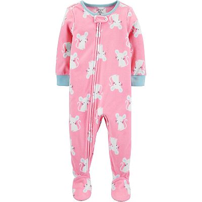 Baby Girl Carter s 1 Piece Mouse Fleece Footie PJs