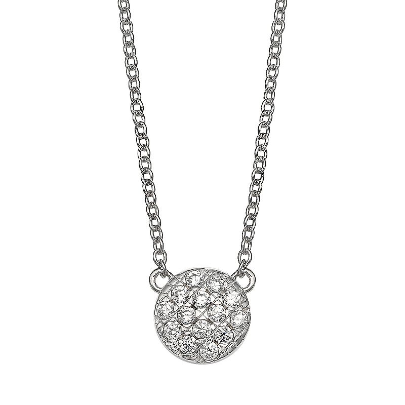 PRIMROSE Cubic Zirconia Disc Necklace, Womens, Size: 18, Silver