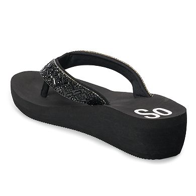 SO® Essie Women's Bling Wedge Thong Sandals