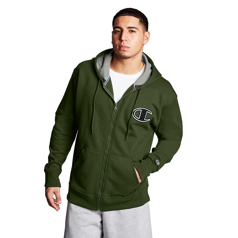 Men's Champion Applique Logo Fleece Full-Zip Hoodie Cargo Olive