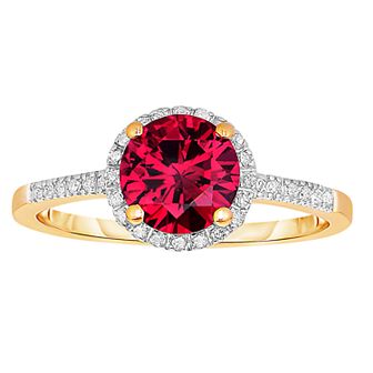 10k Gold Gemstone & White Topaz Halo Ring