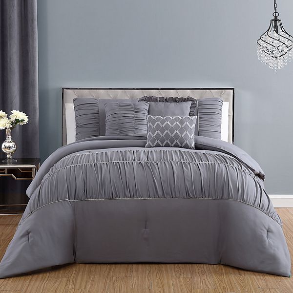 Reina Rhinestone Trim Comforter Set Bedding