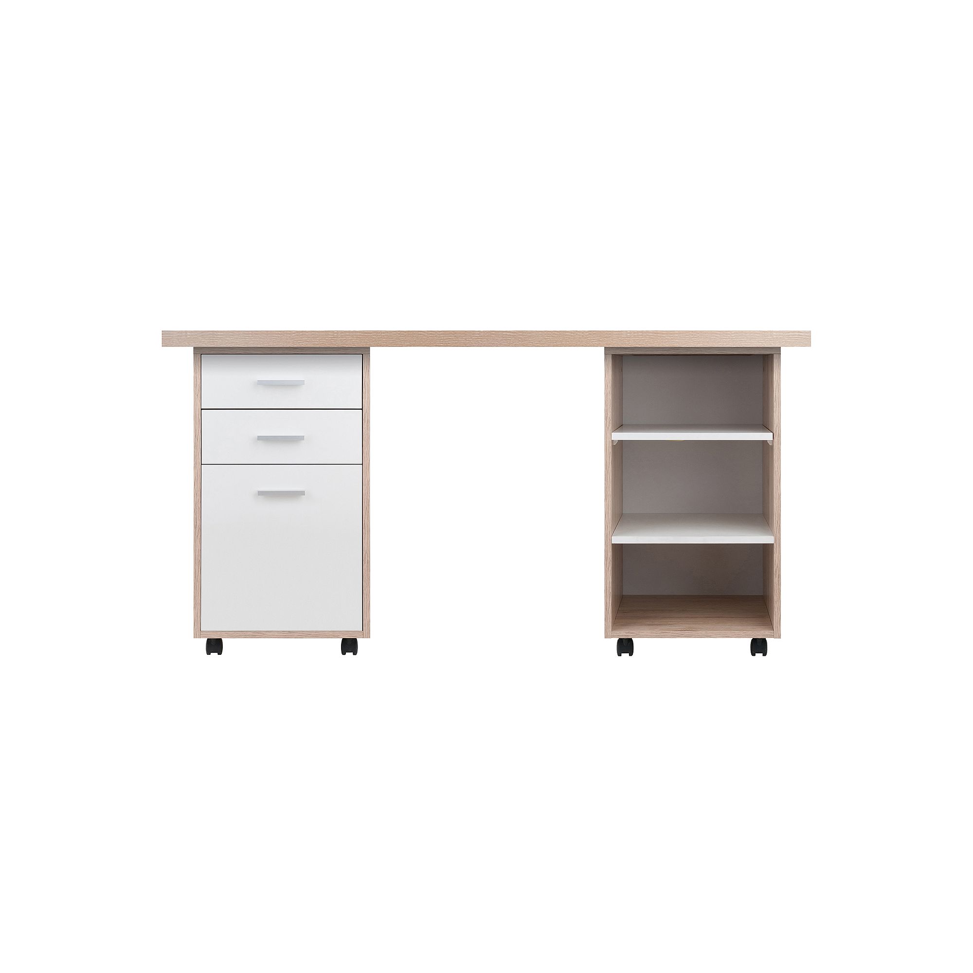 WINSOME Kenner 3-Pc Modular Desk & File Cabinet, Natural White