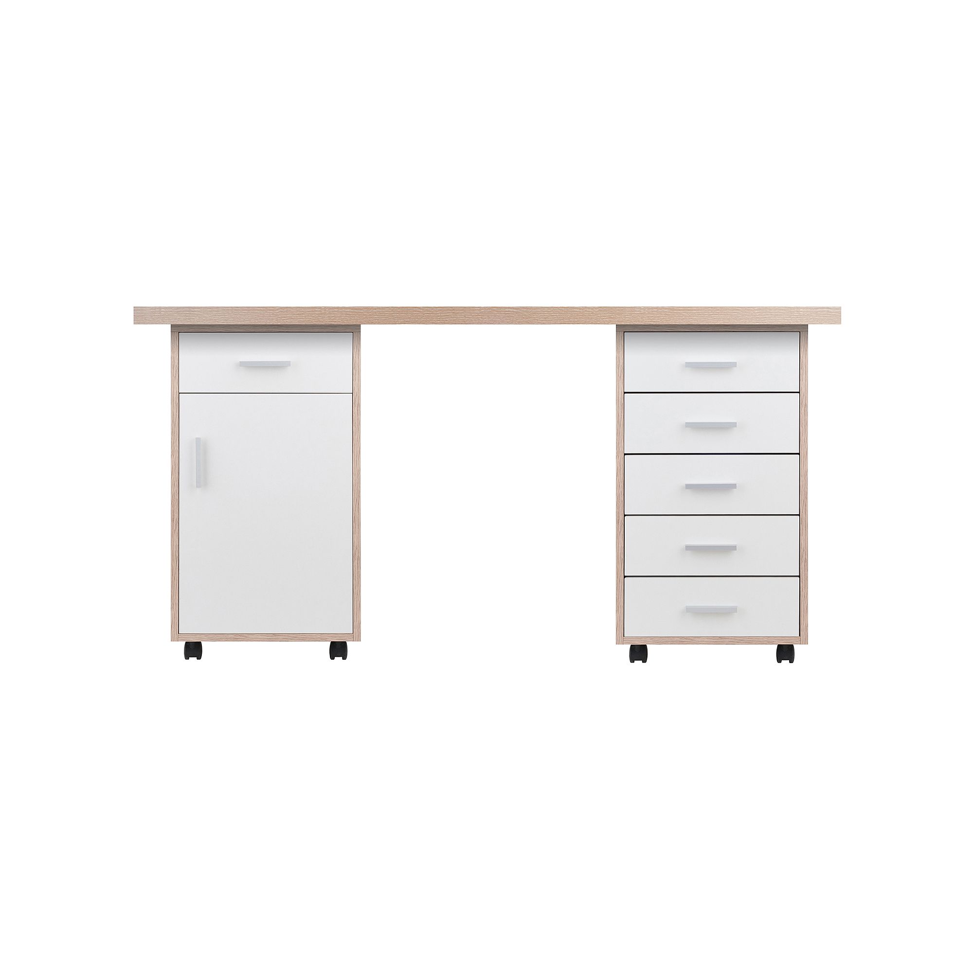 Winsome Kenner 3-Piece Modular Desk - 6 Drawer, Natural White